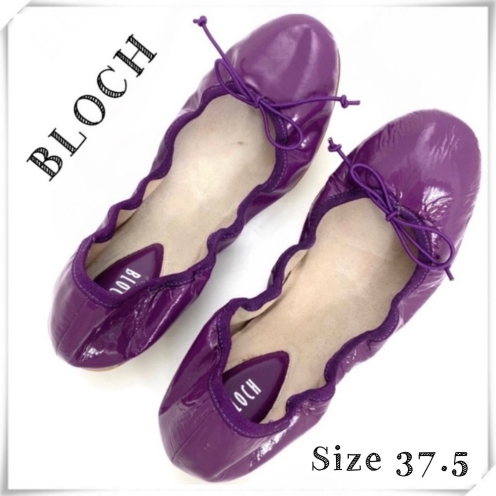BLOCH Patent Leather Round Toe Travel Ballet Flats in Purple Size 37.5